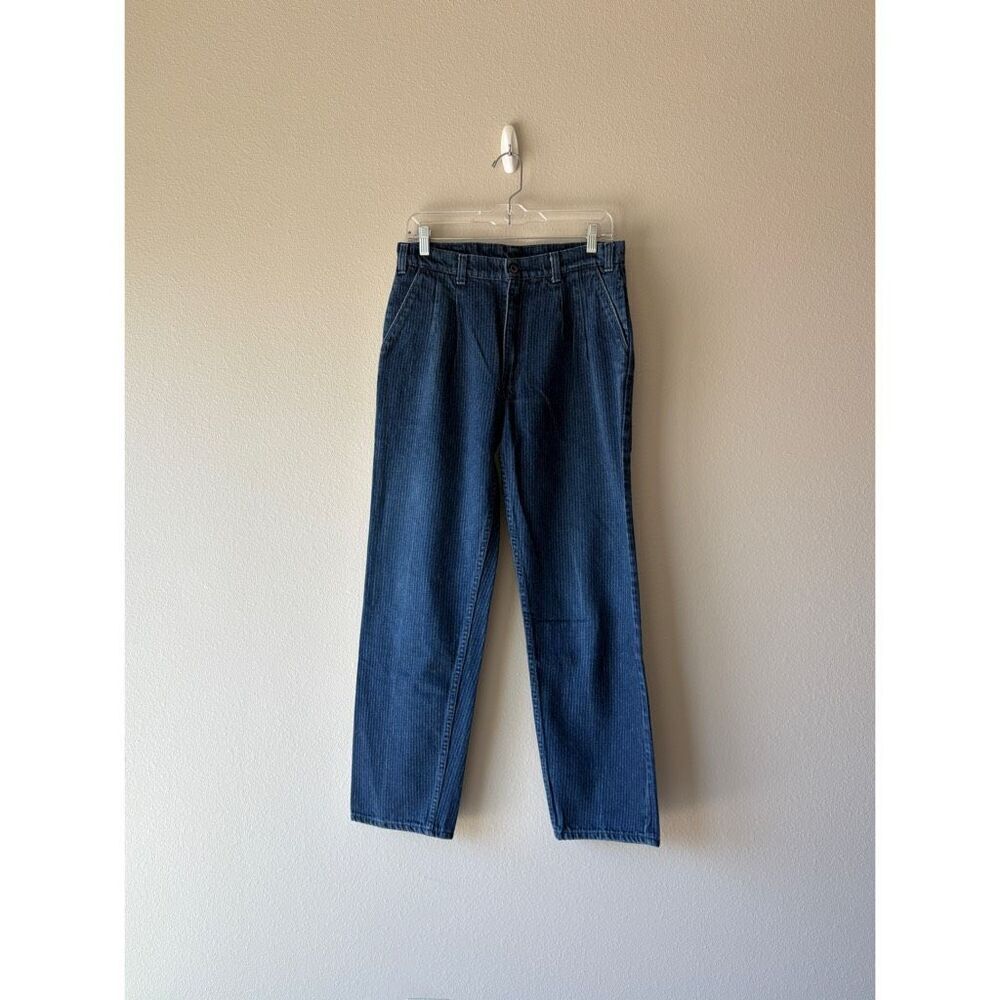 Vintage 80s railroad stripe Levi's high waisted bareback jeans